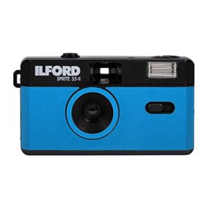 ilford sprite 35-ii reusable/reloadable 35mm analog film camera (blue and black)