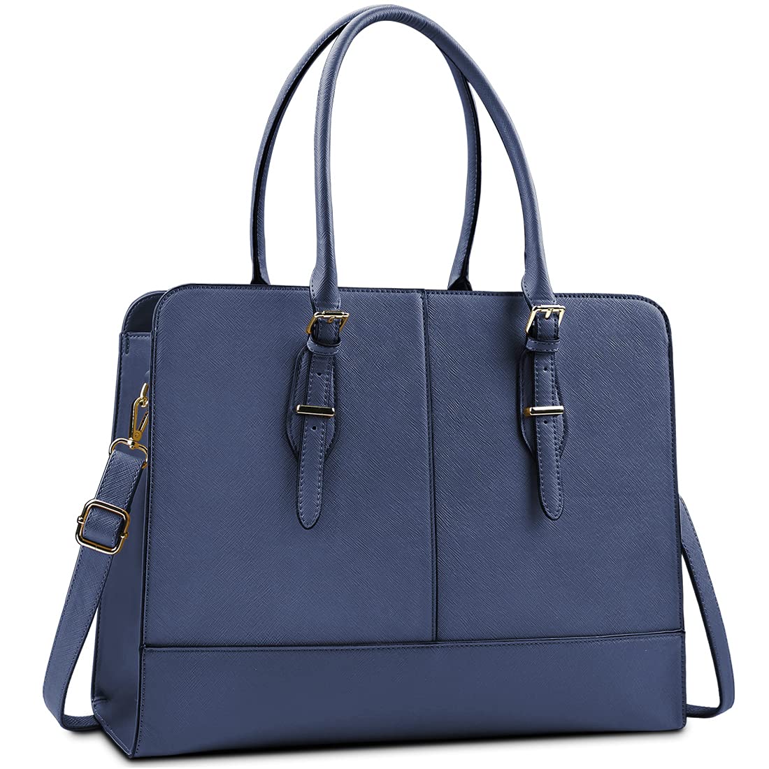 Laptop Bag for Women Leather Work Tote 15.6 Inch Laptop for Computer Bag Waterproof Business Office Professional Large Capacity Handbag Shoulder Bag Blue