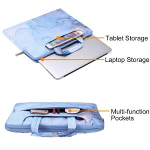 MOSISO Laptop Shoulder Bag Compatible with MacBook Pro 16 inch 2023-2019 M2 A2780 M1 A2485 Pro/Max A2141/Pro 15 A1398,15-15.6 inch Notebook, Polyester Watercolor Marble Carrying Briefcase, Blue