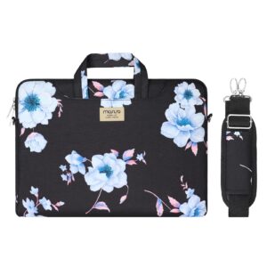 mosiso laptop shoulder bag compatible with macbook air 15 inch m2 a2941 2023/pro 16 inch m3 m2 m1 2023-2019, 15-15.6 inch notebook, sampaguita flower carrying briefcase sleeve with belt