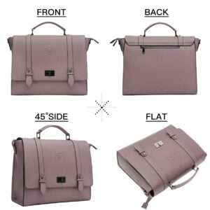 EaseGave Women's 17 Inch Laptop Briefcase, Vintage Purple Saffiano Eco-leather, Multi-Compartment, 3 lb Weight Capacity