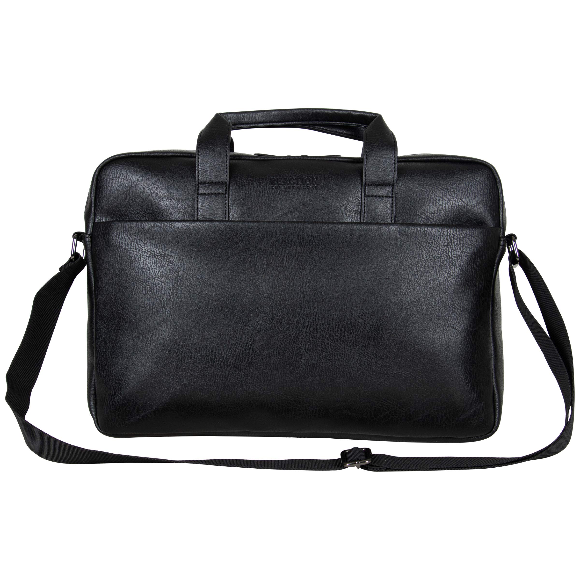 Kenneth Cole REACTION Modern Dilemma Pebbled Faux Leather 15.6" Laptop & Tablet Business Case Bag, Black-Style #2, One Size