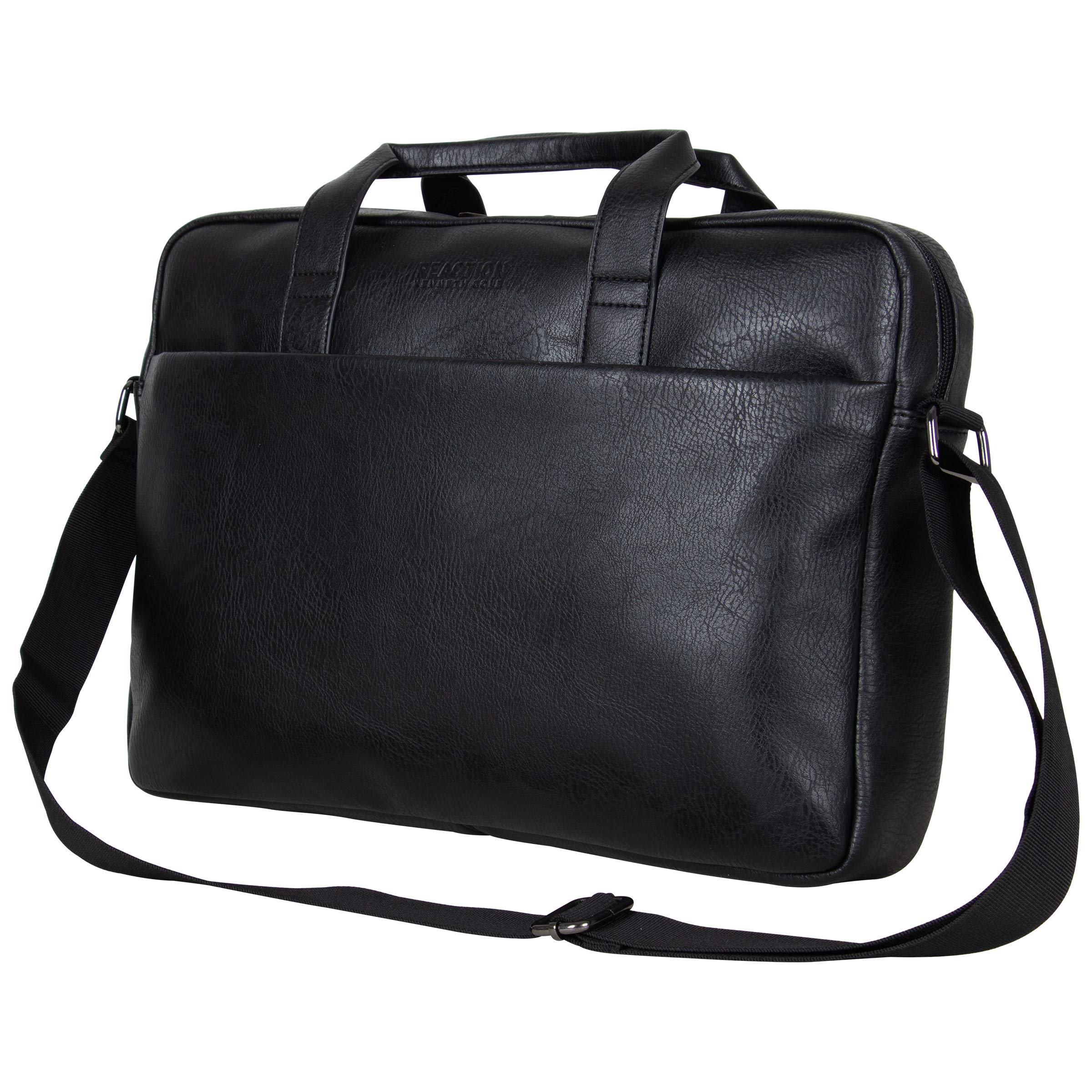 Kenneth Cole REACTION Modern Dilemma Pebbled Faux Leather 15.6" Laptop & Tablet Business Case Bag, Black-Style #2, One Size