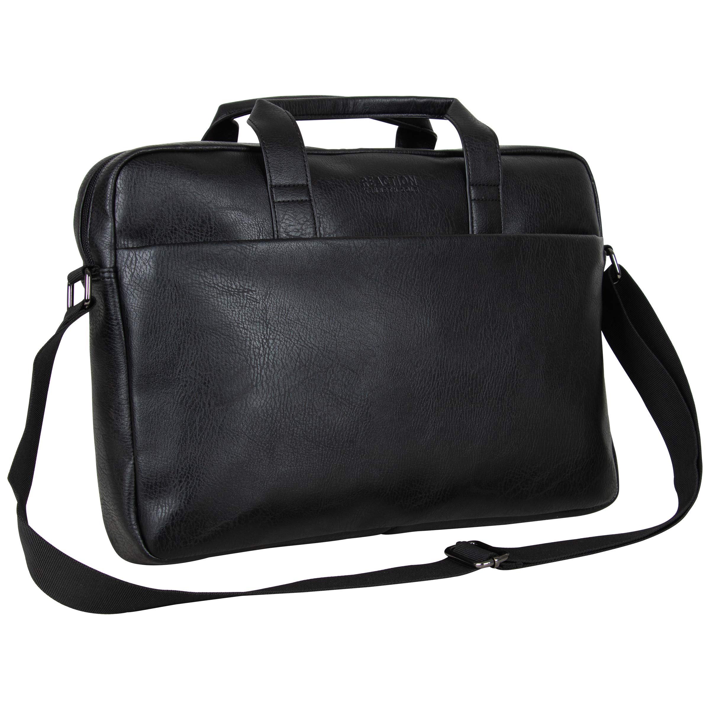 Kenneth Cole REACTION Modern Dilemma Pebbled Faux Leather 15.6" Laptop & Tablet Business Case Bag, Black-Style #2, One Size