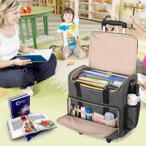 LUXJA Rolling Teacher Bag with Laptop Compartment and Detachable Dolly, Multifunctional Rolling Teacher Tote Bag (Patent Pending), Gray