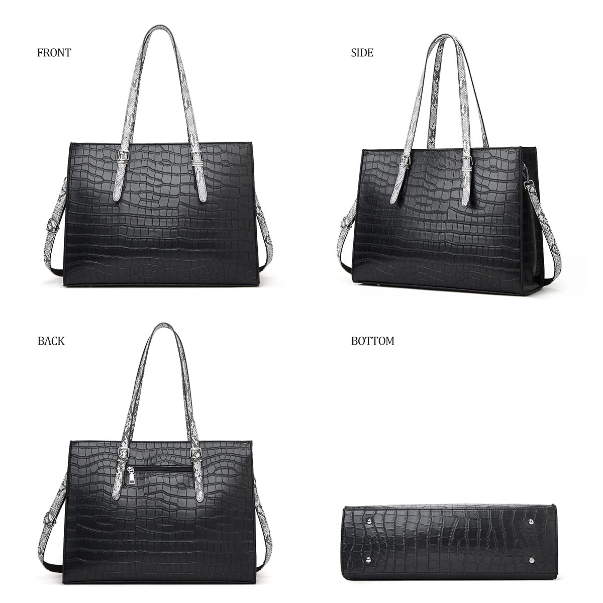 Laptop Bag for Women 15.6 inch Laptop Tote Bag Leather Classy Computer Briefcase for Work Waterproof Handbag 2pcs Set