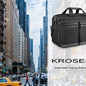 KROSER Laptop Bag Stylish Laptop Briefcase Fits Up to 17.3 Inch Expandable Water-Repellent Shoulder Messenger Bag Computer Bag with RFID Pockets for Business/Travel/School/College/Men/Women-Black