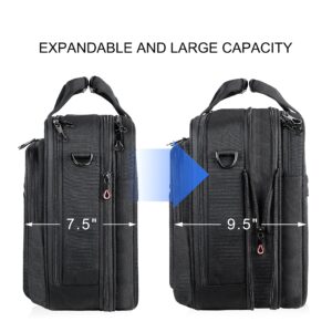 KROSER Laptop Bag Stylish Laptop Briefcase Fits Up to 17.3 Inch Expandable Water-Repellent Shoulder Messenger Bag Computer Bag with RFID Pockets for Business/Travel/School/College/Men/Women-Black