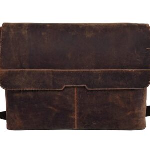 18 inch Vintage Leather Full Flap Messenger Handmade Bag Laptop Bag Satchel Bag Padded Messenger Bag Brown (messenger brown) (brown)