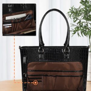 Laptop Tote Bag for Women 17.3 Inch Waterproof Leather Large Laptop Bag Business Office Work Briefcase Stylish Computer Bags Handbag Satchel Shoulder Bag with USB Charging Port