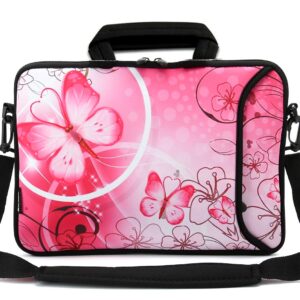 RICHEN 17 inch Laptop Shoulder Bag Carrying Case PC Cover Pouch with Handle Fits 15.6/16/17/17.3/17.4 inch Notebook (16-17.3 inch, Pink Butterfly)