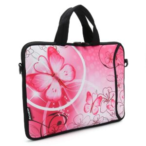 RICHEN 17 inch Laptop Shoulder Bag Carrying Case PC Cover Pouch with Handle Fits 15.6/16/17/17.3/17.4 inch Notebook (16-17.3 inch, Pink Butterfly)