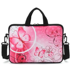 RICHEN 17 inch Laptop Shoulder Bag Carrying Case PC Cover Pouch with Handle Fits 15.6/16/17/17.3/17.4 inch Notebook (16-17.3 inch, Pink Butterfly)