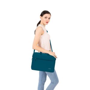 MOSISO Laptop Shoulder Messenger Bag Compatible with MacBook Air/Pro,13-13.3 inch Notebook,Compatible with MacBook Pro 14 inch M3 M2 M1 Pro Max 2023-2021 with Adjustable Depth at Bottom, Deep Teal