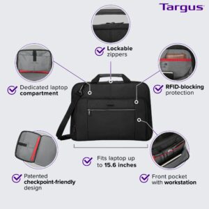 Targus Classic Commuter Laptop Bag for 15.6-inch Laptops, TSA Checkpoint-Friendly Design, Briefcase for Women/Men, Computer Bag & Laptop Case Carrying for Mac/PC/Dell/Lenovo/HP, Black (TBT936GL