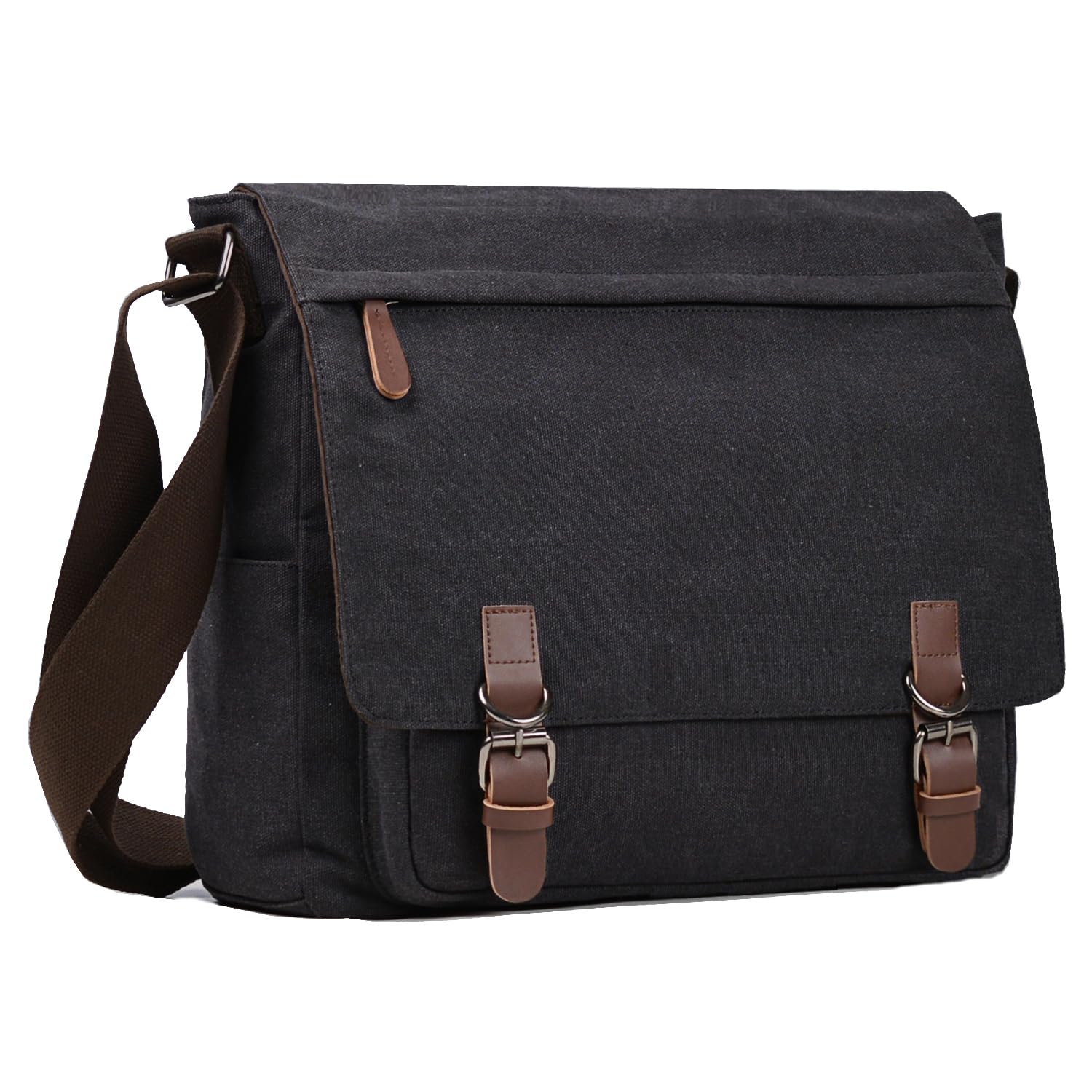 Canvas Messenger Bag for Men Women,Travel Satchel Shoulder bag 15.6 Inch Laptop Bags Business (Black)