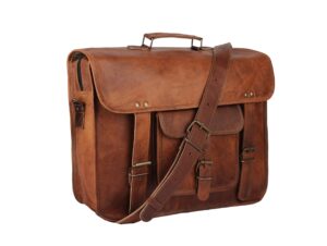 the vintage stuff 16" handmade leather travel messenger office crossbody bag laptop briefcase college satchel computer best bag for men and women brown