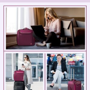 MATEIN Rolling Briefcase for Women, Large 17 Inch Laptop Travel Bag with Wheels & 3 Packing Cubes, Carry On Business Luggage Office Roller Computer Case Suitcase for Teacher College Work, Purple