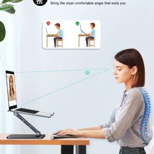 RIWUCT Foldable Laptop Stand, Height Adjustable Ergonomic Computer Stand for Desk, Aluminum Portable Laptop Riser Holder