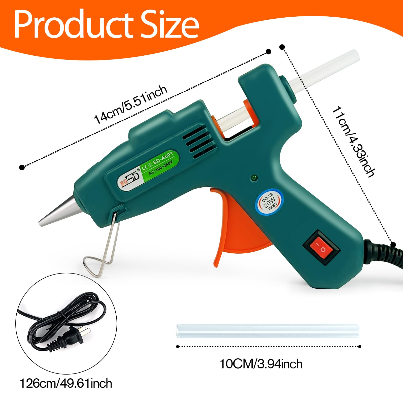 SHJADE Hot Glue Gun with 30 Glue Sticks, Fast Preheating Hot Melt Gun, Mini Glue Gun Kit for Kids DIY School Craft Projects and Quick Home Repairs, 20W Green