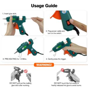 SHJADE Hot Glue Gun with 30 Glue Sticks, Fast Preheating Hot Melt Gun, Mini Glue Gun Kit for Kids DIY School Craft Projects and Quick Home Repairs, 20W Green