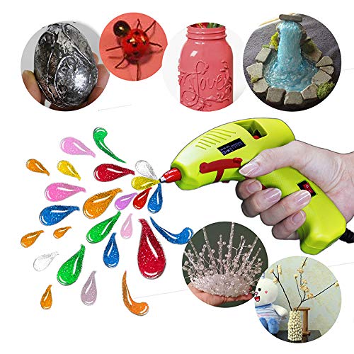 NEX&CO Kids Mini Hot Glue Gun with 60 Pack Colored Glue Sticks - Melting Adhesive Glue Gun Kit for Small Arts Craft Projects with Finger Protectors - Safety Low Temp On Off Switch LED Indicator Green