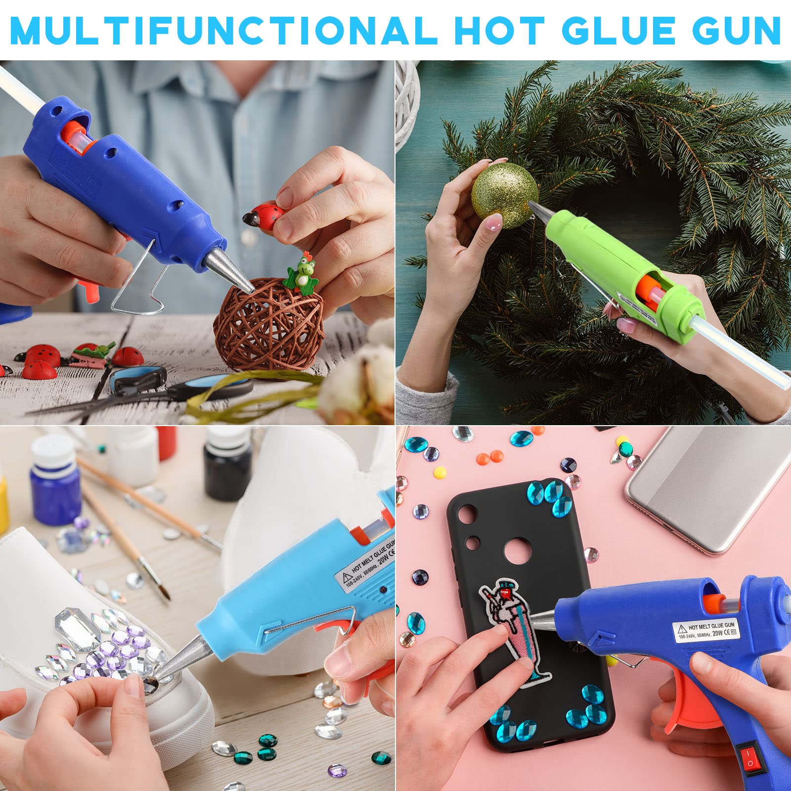 Zhengmy Mini Glue Gun for Arts Crafts Hot Glue Guns for Kids Hot Melt Arts Craft DIY Glue Gun for Crafts School DIY Arts Home Quick Repairs (Multicolored, 6 Pieces)