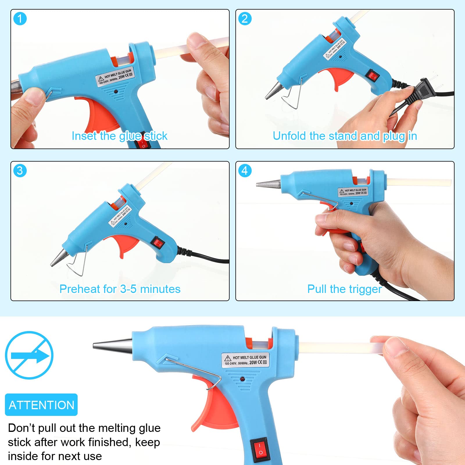 Zhengmy Mini Glue Gun for Arts Crafts Hot Glue Guns for Kids Hot Melt Arts Craft DIY Glue Gun for Crafts School DIY Arts Home Quick Repairs (Multicolored, 6 Pieces)