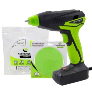 surebonder mgg-35f motorized mini hot glue gun, high temperature, no pumping required, hold trigger for continuous flow, 35 watts