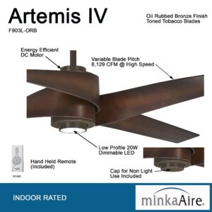 MINKA-AIRE F903L-ORB Artemis IV 64 Inch Ceiling Fan with LED Light and DC Motor in Oil Rubbed Bronze Finish