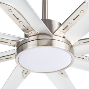 BiGizmos 72 Inch Industrial DC Motor Ceiling Fan with LED Light, ETL Listed Damp Rated Indoor or Covered Outdoor Ceiling Fans for Living Room Basement Sunroom Porch Patio, 6-Speed Remote Control