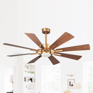 Parrot Uncle Ceiling Fans with Lights and Remote 60 Inch Ceiling Fan with Light Large Outdoor Ceiling Fans for Patios with LED Light, Copper