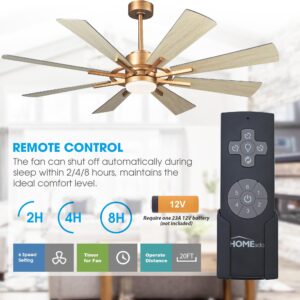 Parrot Uncle Ceiling Fans with Lights and Remote 60 Inch Ceiling Fan with Light Large Outdoor Ceiling Fans for Patios with LED Light, Copper