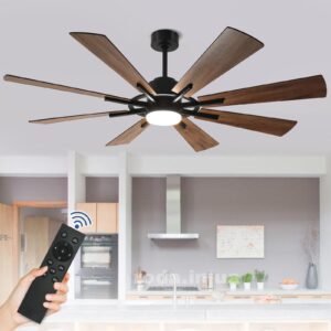 depuley 60" ceiling fan with lights and remote control, farmhouse large ceiling fan, reversible motor and 8 blades, 3cct selectable for living room basement porch patio, 5-speed remote control, timer