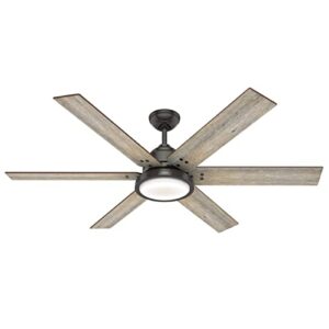 hunter fan company 59461 warrant 60 inch multiple speed ceiling fan with led light, remote control, and reversible blades, noble bronze finish