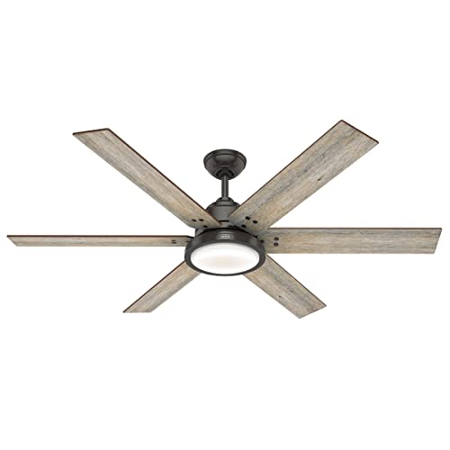 Hunter Fan Company 59461 Warrant 60 Inch Multiple Speed Ceiling Fan with LED Light, Remote Control, and Reversible Blades, Noble Bronze Finish