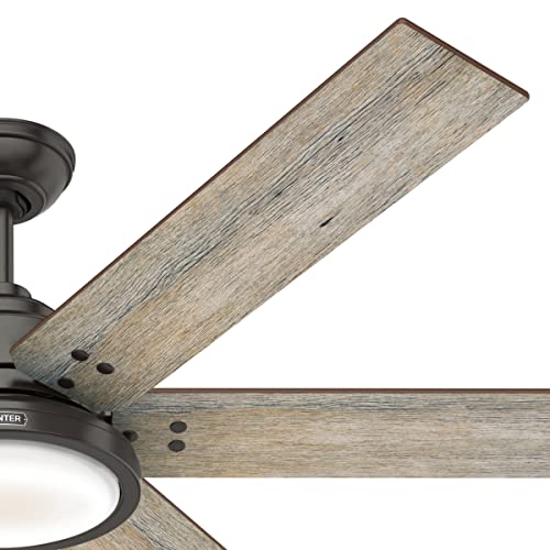 Hunter Fan Company 59461 Warrant 60 Inch Multiple Speed Ceiling Fan with LED Light, Remote Control, and Reversible Blades, Noble Bronze Finish