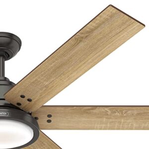 Hunter Fan Company 59461 Warrant 60 Inch Multiple Speed Ceiling Fan with LED Light, Remote Control, and Reversible Blades, Noble Bronze Finish