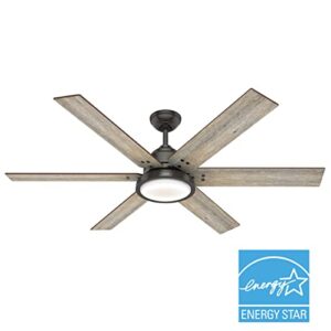 Hunter Fan Company 59461 Warrant 60 Inch Multiple Speed Ceiling Fan with LED Light, Remote Control, and Reversible Blades, Noble Bronze Finish