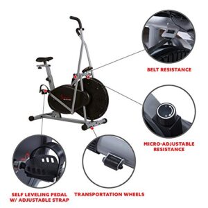 Sunny Health & Fitness Air Resistance Hybrid Fan Bike - SF-B2618, Gray