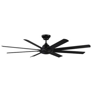 Hydra Smart Indoor and Outdoor 8-Blade Ceiling Fan 80in Matte Black with 3000K LED Light Kit and Wall Control works with Alexa, Google Assistant, Samsung Things, and iOS or Android App