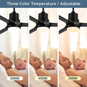 ghicc Outdoor Ceiling Fan with Lights: 60 inch Black Ceiling Fan with Remote Fan for Bedroom 6 Speeds Modern Fan with Reversible DC Motor for Patio Bedroom Living Room