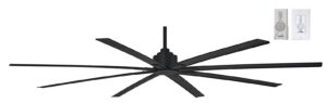 minka-aire f896-84-cl, xtreme h2o 84" ceiling fan in coal (black) finish with remote and additional wall control