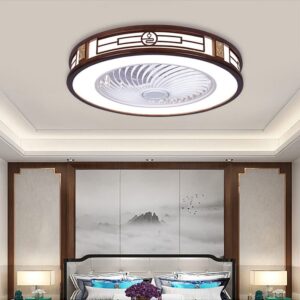 simimasen 64w LED Ceiling Fan Light Round Fan Lamp Chandelier 3 Speed 3 Color Remote Pendant Lamp Dimmable Chandelier W/Remo