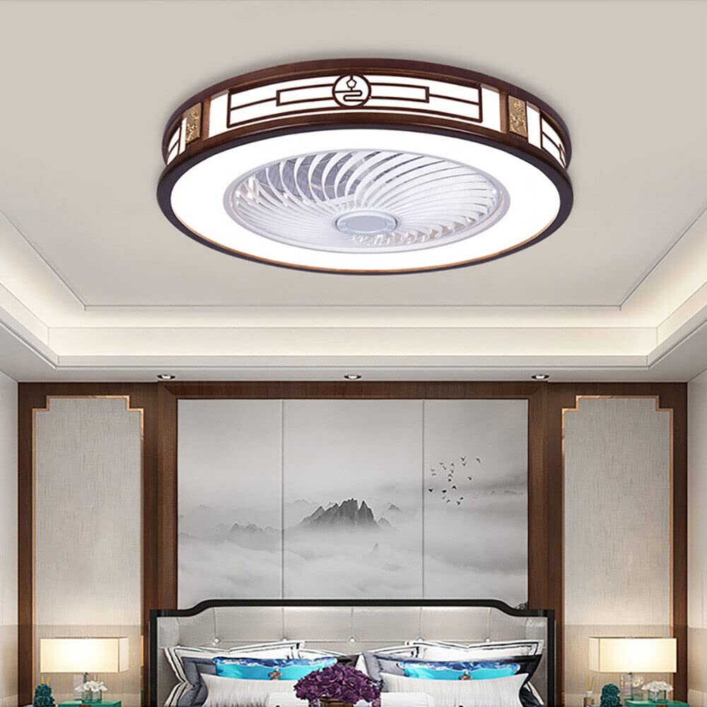 simimasen 64w LED Ceiling Fan Light Round Fan Lamp Chandelier 3 Speed 3 Color Remote Pendant Lamp Dimmable Chandelier W/Remo