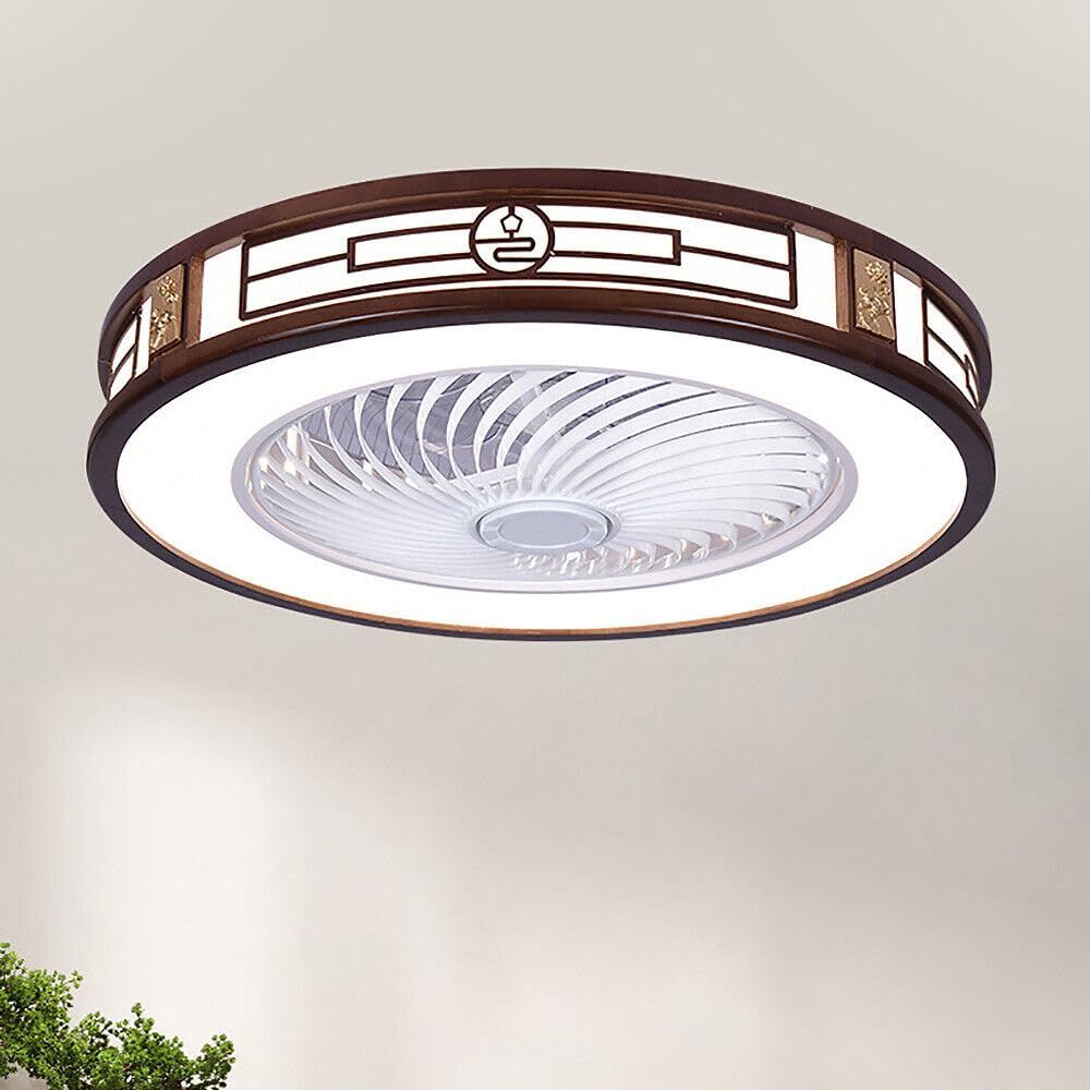 simimasen 64w LED Ceiling Fan Light Round Fan Lamp Chandelier 3 Speed 3 Color Remote Pendant Lamp Dimmable Chandelier W/Remo