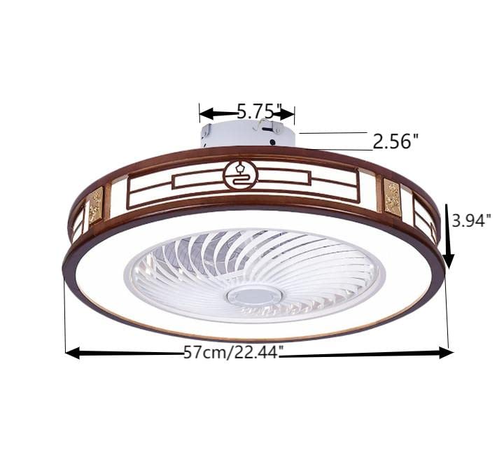 simimasen 64w LED Ceiling Fan Light Round Fan Lamp Chandelier 3 Speed 3 Color Remote Pendant Lamp Dimmable Chandelier W/Remo