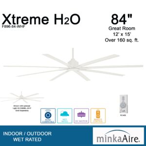 MINKA-AIRE F896-84-WHF Xtreme H2O 84 Inch Outdoor Ceiling Fan with DC Motor in Flat White Finish