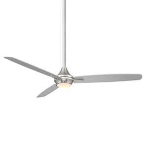 wac smart fans blitzen indoor and outdoor 3-blade ceiling fan 54in brushed nickel with 3000k led light kit and remote control works with alexa and ios or android app