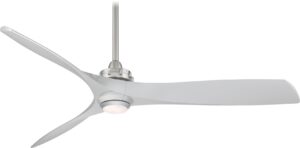 minka-aire f853l-bn/sl aviation 60 inch ceiling fan with led light and dc motor in brushed nickel finish and silver blades